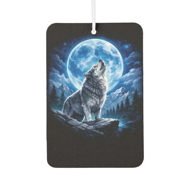 Mystischer Wolf heult Autolufterfrischer (Vorderseite)