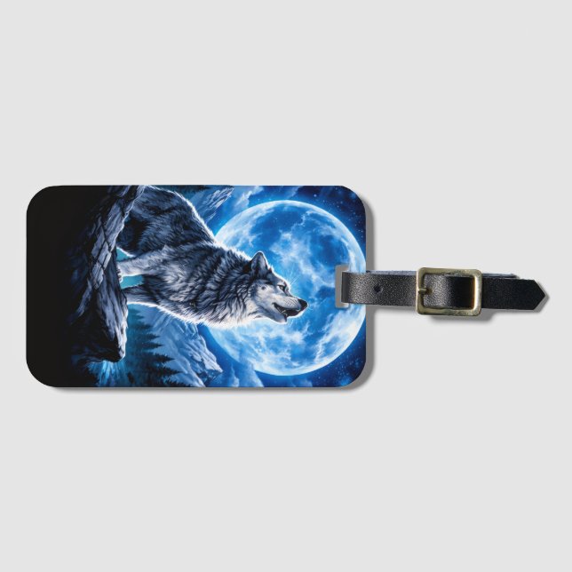 Mystischer Wolf heult Gepäckanhänger (Vorderseite (Horizontal))