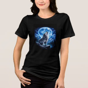 Mystischer Wolf heult Tri-Blend Shirt