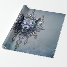 Mystischer Wolf Kopf. Geschenkpapier