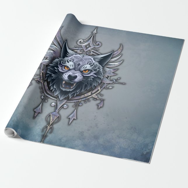 Mystischer Wolf Kopf. Geschenkpapier (Ungerollt)