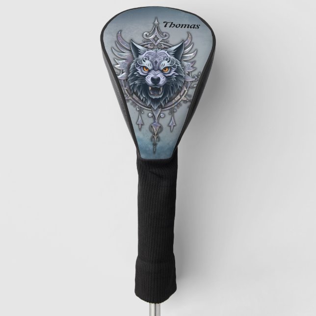 Mystischer Wolf Kopf. Golf Headcover (Vorderseite)