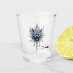 Mystischer Wolf Kopf. Schnapsglas