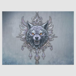Mystischer Wolf Kopf. Seidenpapier