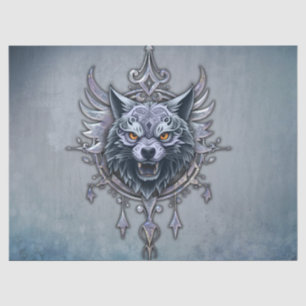 Mystischer Wolf Kopf. Seidenpapier