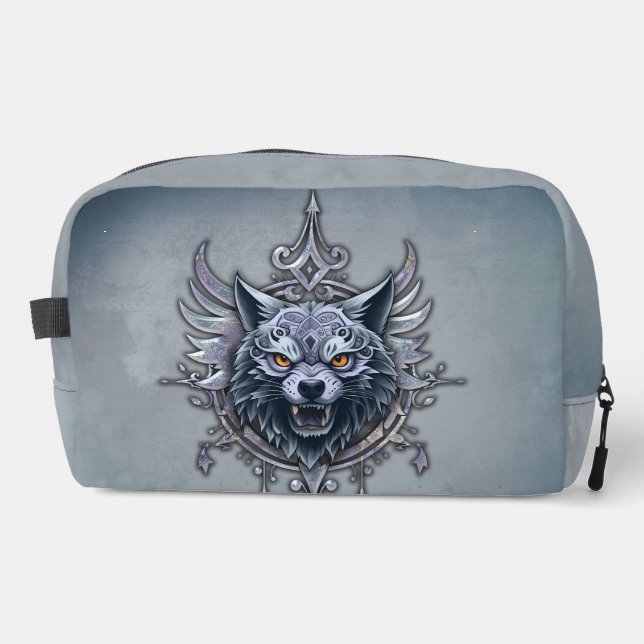 Mystischer Wolf Kopf. Waschbeutel (Vorderseite)