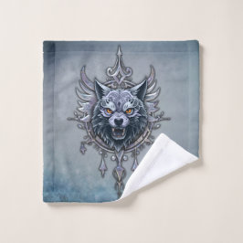 Mystischer Wolf Kopf. Waschlappen