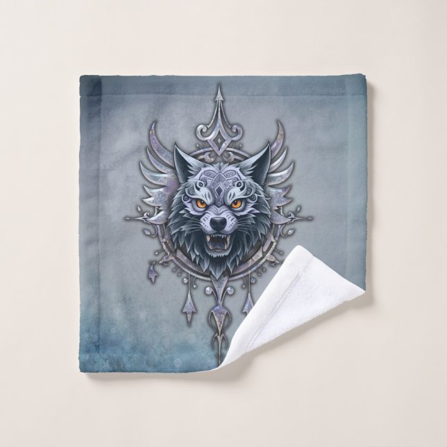 Mystischer Wolf Kopf. Waschlappen (Waschlappen)
