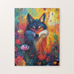 Mystischer Wolf stehend in einer traumhaften Lands