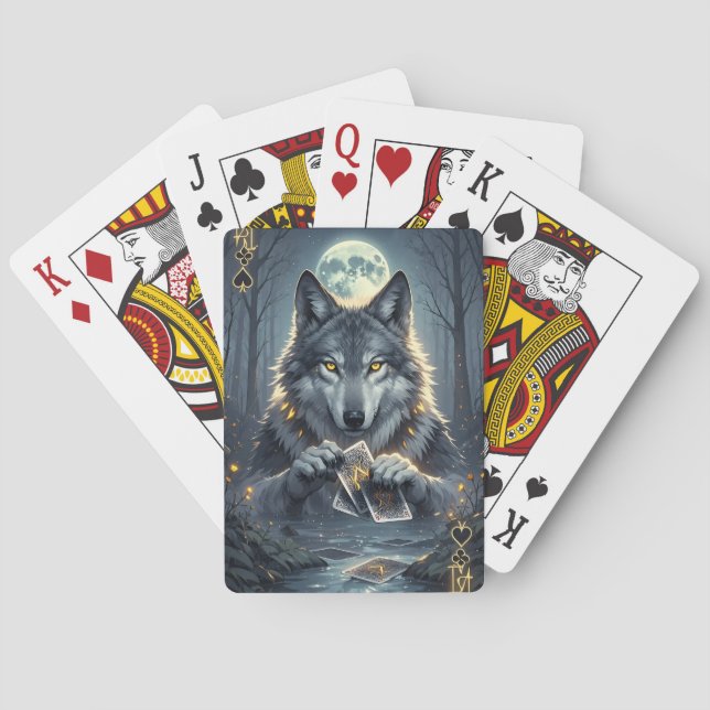 Mystischer Wolfskönig Spielkarten (Rückseite)