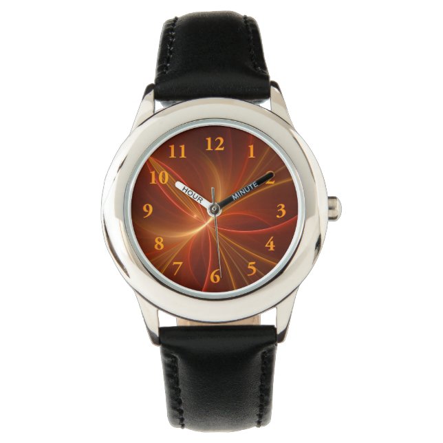 Mystisches Abstraktes Fraktal Kunst Moderne, warme Armbanduhr (Vorderseite)