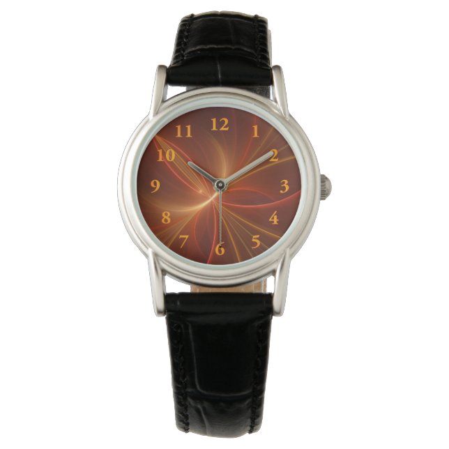 Mystisches Abstraktes Fraktal Kunst Moderne, warme Armbanduhr (Vorderseite)