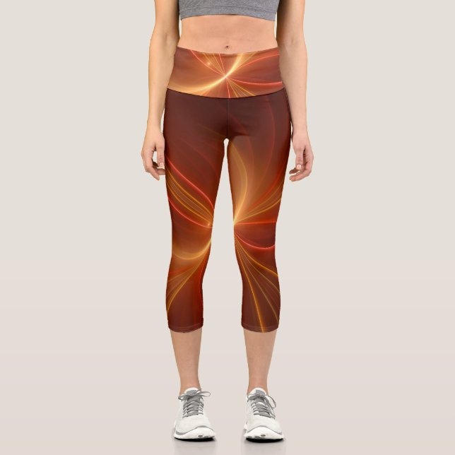 Mystisches Abstraktes Fraktal Kunst Moderne, warme Capri Leggings (Vorderseite)