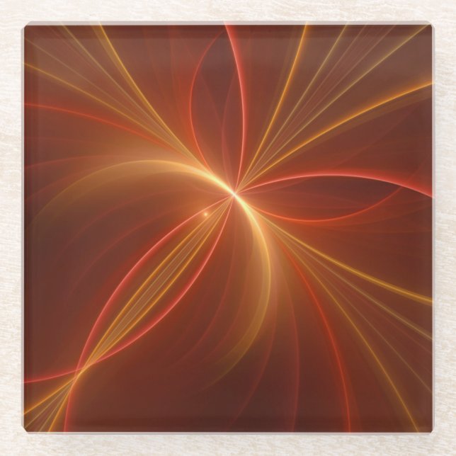 Mystisches Abstraktes Fraktal Kunst Moderne, warme Glasuntersetzer (Vorderseite)
