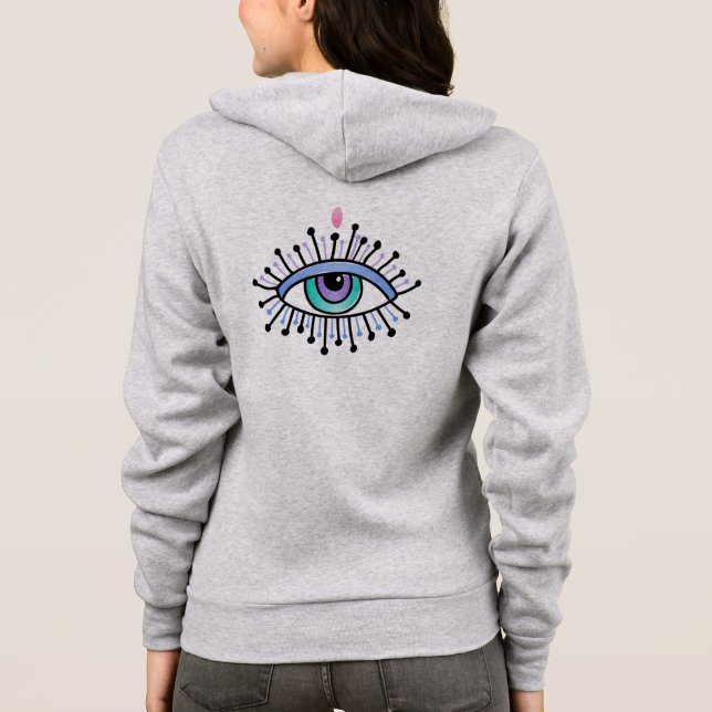 Mystisches, alles sehendes Auge grau Hoodie (Rückseite)