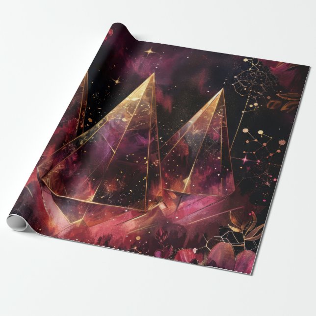 Mystisches Amethyst-Hexen-Celestiales Muster Geschenkpapier (Ungerollt)
