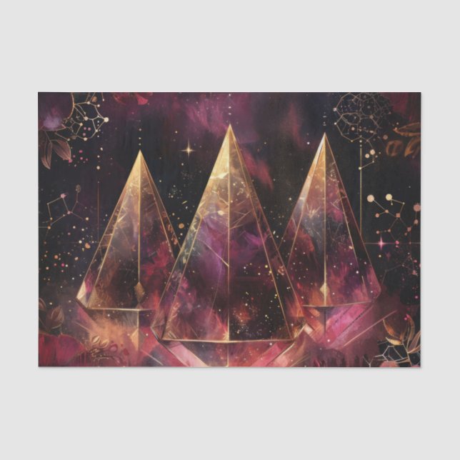 Mystisches Amethyst-Hexen-Celestiales Muster Seidenpapier (Vorderseite)