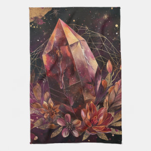 Mystisches Amethyst-Kristall-Blumengalaxie-Kunstwe Geschirrtuch