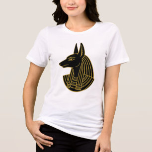 Mystisches Anubis Golden Line Art T-Shirt – Damen Tri-Blend Shirt