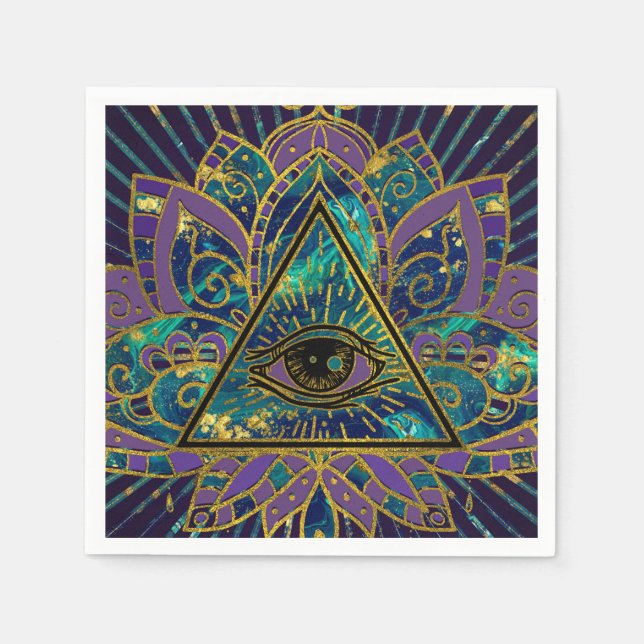 Mystisches Auge in der Lotus-Blume Serviette (Vorderseite)