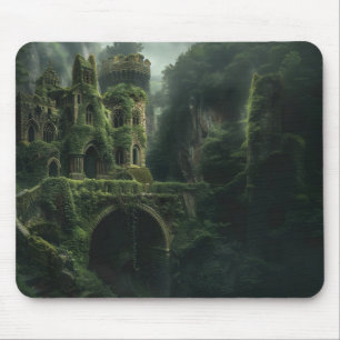 Mystisches Bild eines mit Moos bedeckten Schlosses Mousepad