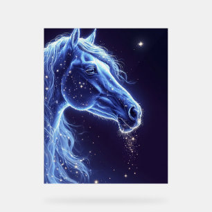 Mystisches blaues Einhorn im sternenklaren Nachthi Acrylschild