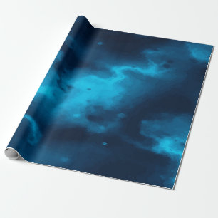 Mystisches blaues Weltraumdesign mit Sternen und G Geschenkpapier