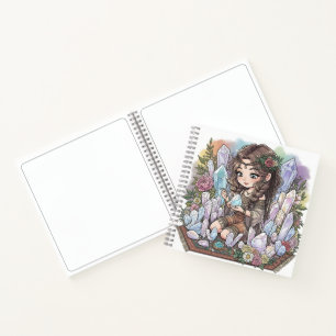 Mystisches Blumenkind mit Quarz Notizbuch