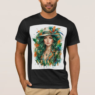 Mystisches Boho-Frauenporträt Fantasy Art T-Shirt