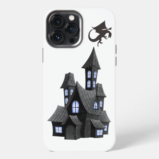 Mystisches Drachen-Schloss Nacht Haus iPhone 13 Pro Max Hülle (Rückseite)