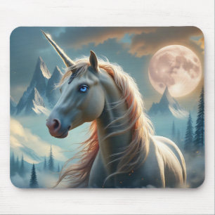Mystisches Einhorn in verzauberten Bergen Mousepad