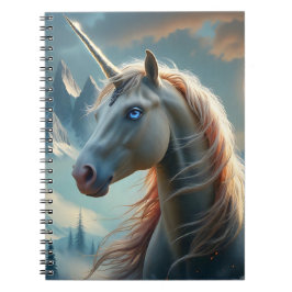 Mystisches Einhorn in verzauberten Bergen Notizblock
