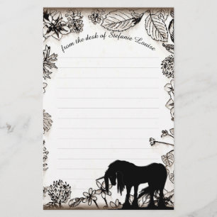 Mystisches Einhorn mit Linien (rustikale Blätter) Briefpapier