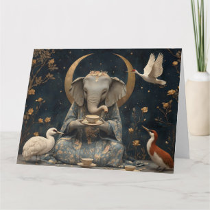 Mystisches Elephant Tee Party unter dem Halbmond Karte