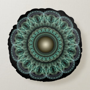 Mystisches fraktales rundes Ornament Kissen