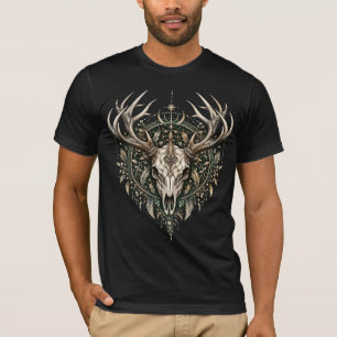 Mystisches Geweih-Schädel-Gotik-Hirsch-Natur-T-Shi T-Shirt
