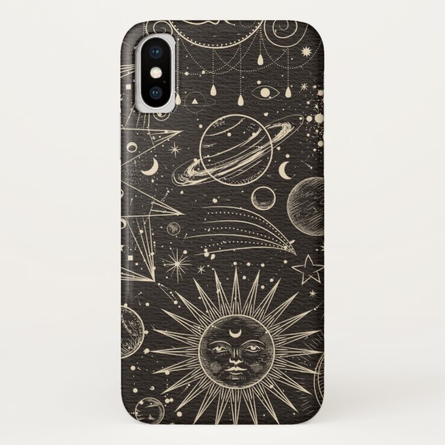 Mystisches Gold und schwarze Sonne und Moon-Design Case-Mate iPhone Hülle (Rückseite)