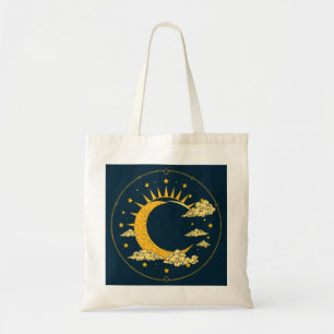 Mystisches Goldene Sonne und Mond Tarot Design Tragetasche