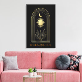 Mystisches goldenes Portal mit solarem lunaren Wap Leinwanddruck