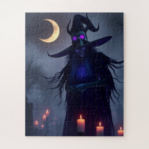 Mystisches Gothic-Hexen-Puzzle – Schädel-Glow-Magi