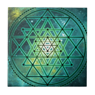 Mystisches grünes Sri Yantra Fliese