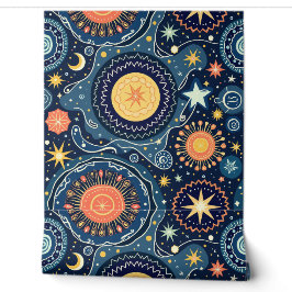 Mystisches Himmelsmuster | Moon Stars Galaxy Tapete