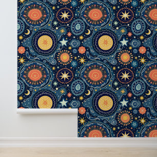 Mystisches Himmelsmuster   Moon Stars Galaxy Tapete