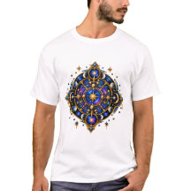 Mystisches Himmelsymbol Gold Blau Kosmisches Emble