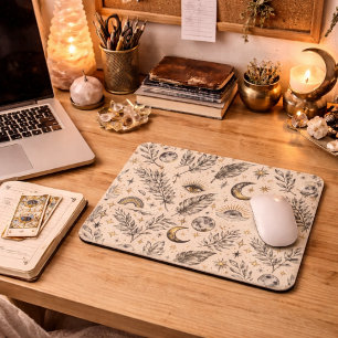 Mystisches himmlisches Mondsternenmuster Mousepad