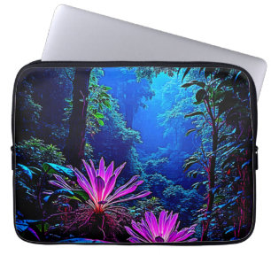 Mystisches, leuchtendes Dschungelblüten-Design Laptopschutzhülle