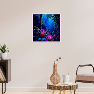 Mystisches, leuchtendes Dschungelblüten-Design Poster