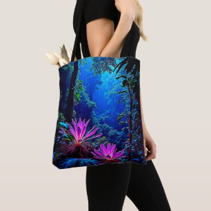 Mystisches, leuchtendes Dschungelblüten-Design Tasche