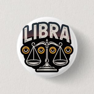 Mystisches Libra-Sternzeichen-Emblem Button
