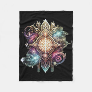 Mystisches Mandala mit leuchtenden Elementen Fleecedecke